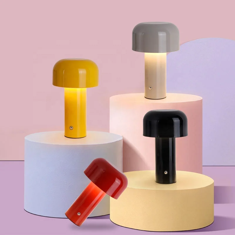 Colorful Luxury Lamps Living Room and Dining Room Lighting Rechargeable Led Touch Dimmable Light Mushroom Table Lamp Metal