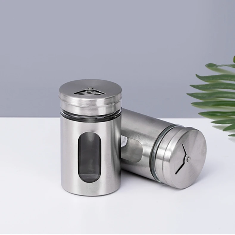 Kitchen Tools Round 70 ml Stainless Steel Herb Bottle BBQ Spice Containers 70ml Pepper Salt Shaker