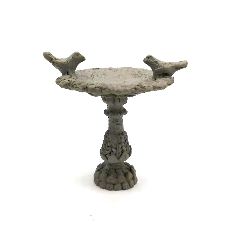 ILAND Miniatures 1/12 Doll House Mini Garden Outdoor Center Fountain With Two Birds for Dollhouse