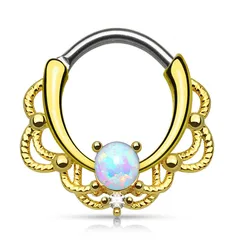 Rose gold nose ring Opal inlaid Indian nose clip piercing jewelry fashion woman nose piercing