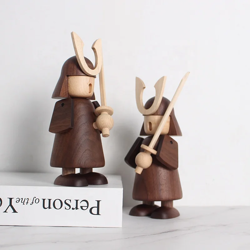 new product solid wood Soldier kids toy warrior ornament walnut wood crafts for home decoration