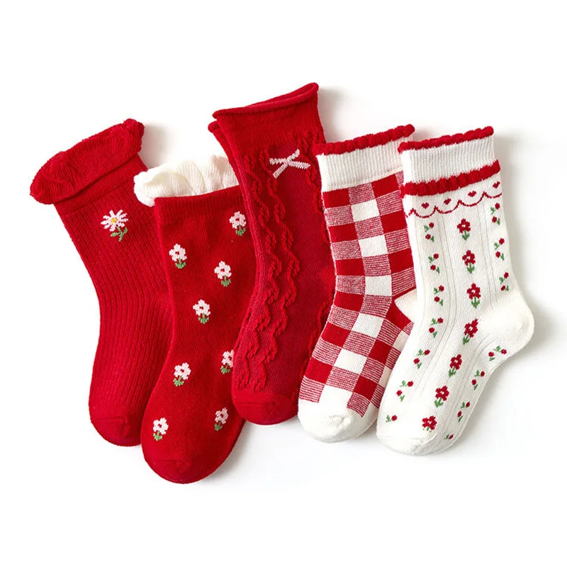 Новорожденные рождественские вязаные детские носки набор новорожденных маленьких девочек носки с оборками