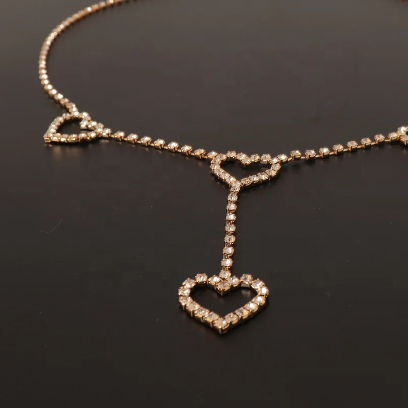 Новая модная позолоченная цепочка на живот со стразами, сексуальная модель, цепочка на талию в форме сердца, оптовая продажа