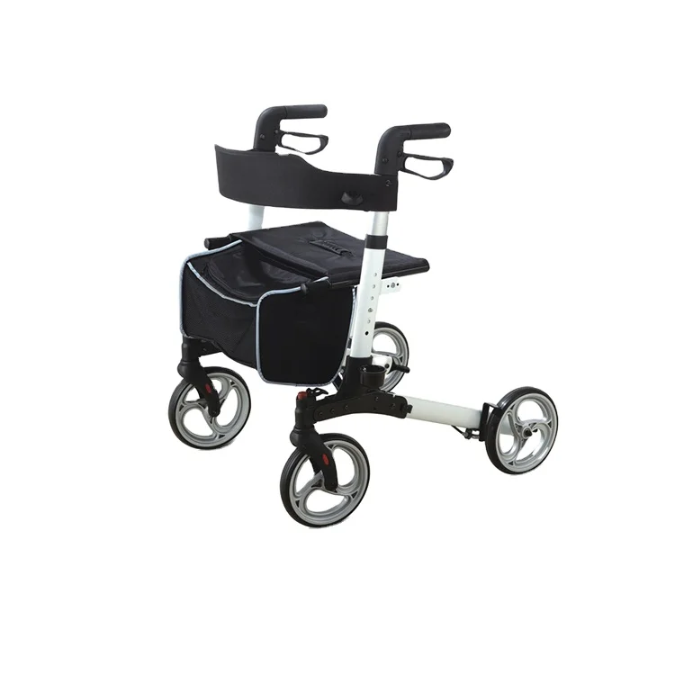 SUNCARE Aluminum Rollator 8 PVC Wheels One Touch Locking Lop Brake System Mesh Cloth Seat