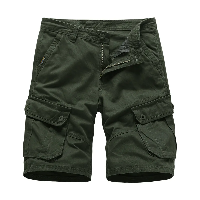2023 Summer Cotton 6 Pockets Classic Plain Color Loose Style Mens Shorts