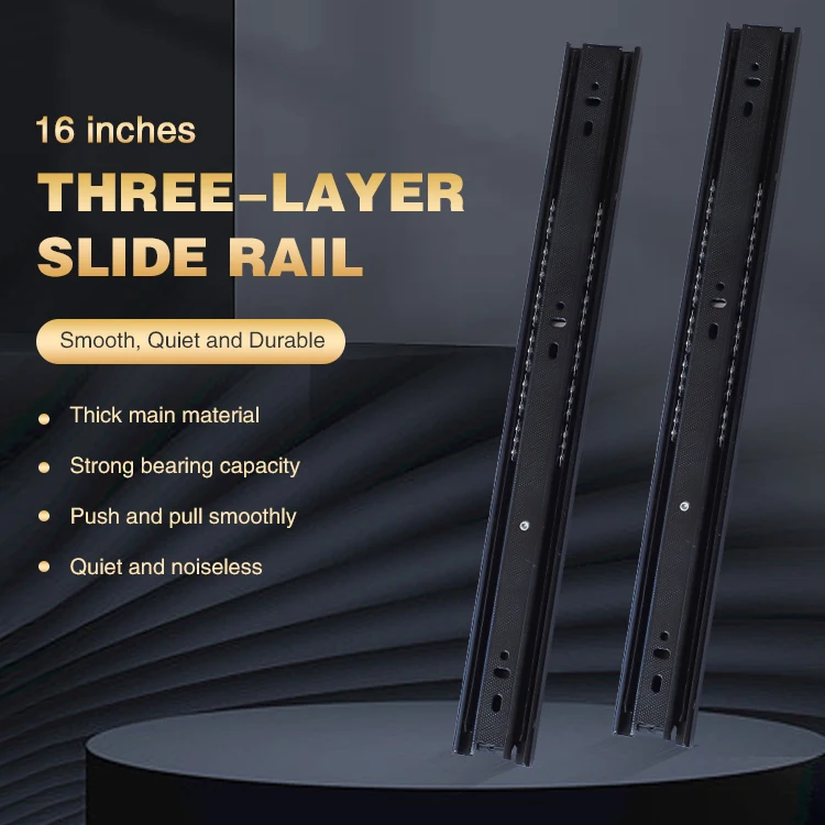 Full Extension 3 Fold Furniture Hardware Ball Bearing Telescopic Channel Kitchen Cabinet Drawer Slide