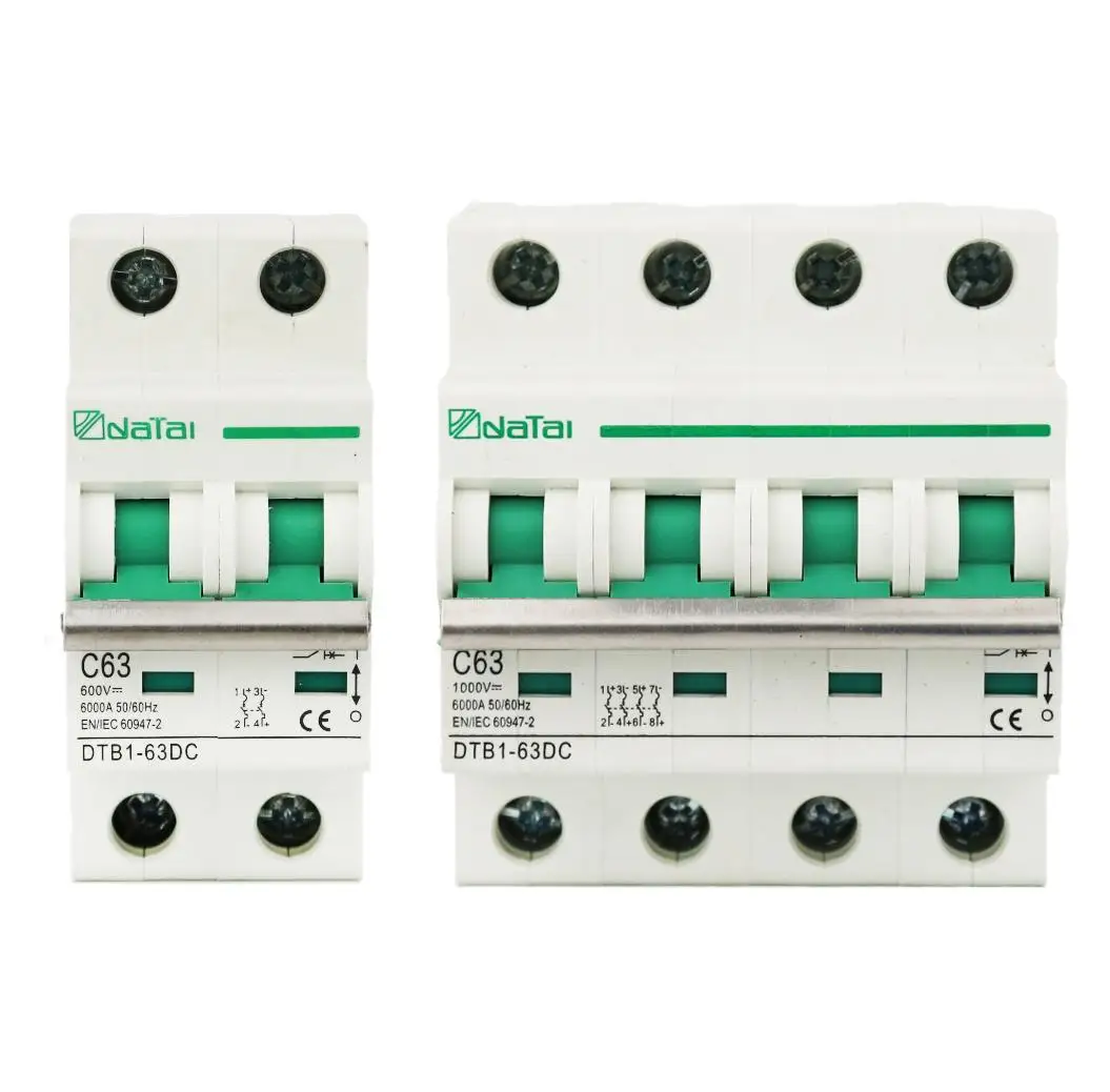 DC 500V 550V 800V 1000V solar pv mcb 1p 2p 3p 4p 6a 10a 15a 20a 25a 40a 50a 63 amp circuit breaker