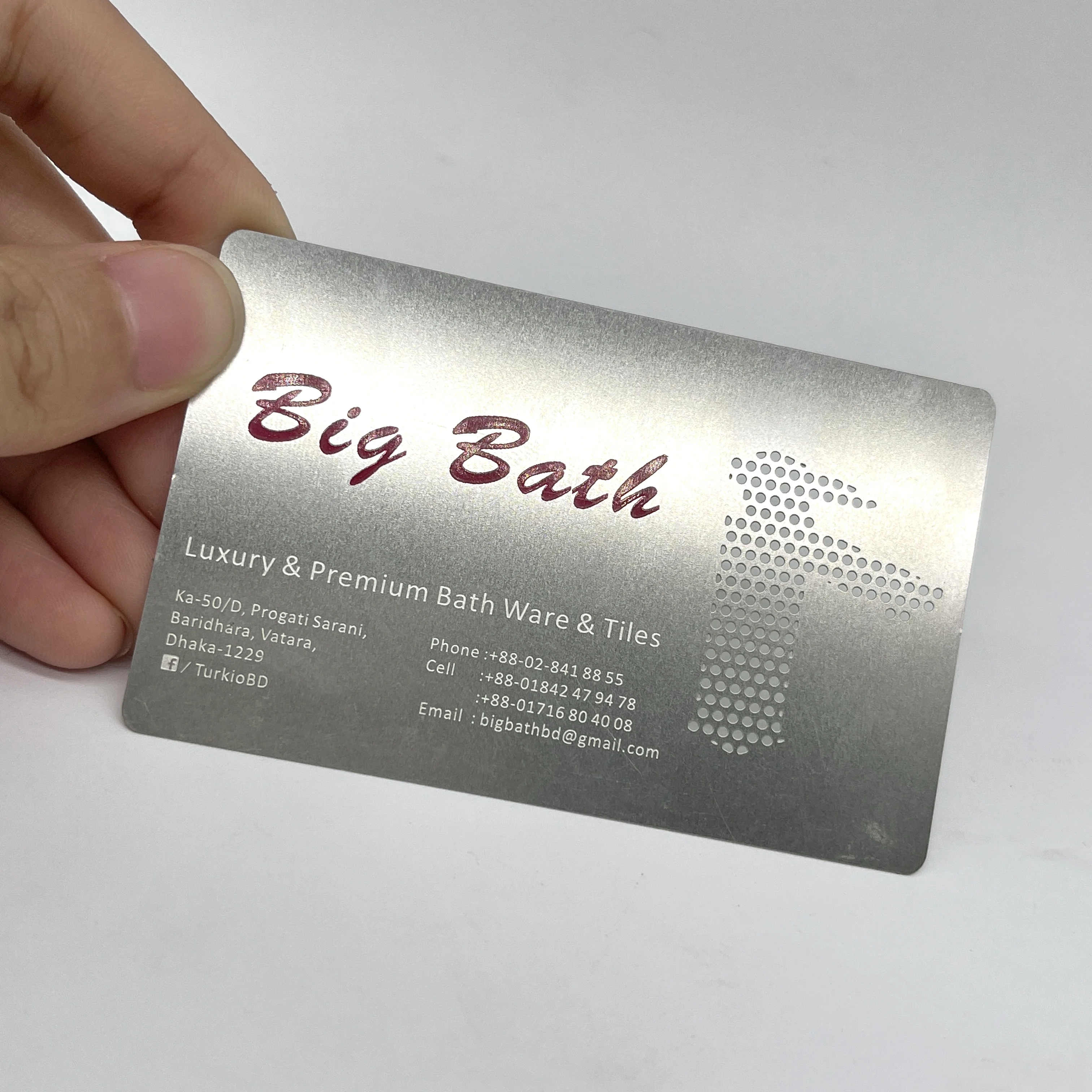 Mirror Cards Stainless Steel Black Silver Gold Silk Copper Metal Magnetic Craft Brass Surface Stripe Custom Metal Business Cards