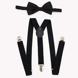 2PCS Factory Direct Price Elastic Adjustable Braces Y Classic Suspenders Bow Tie Set For Kids And Adult