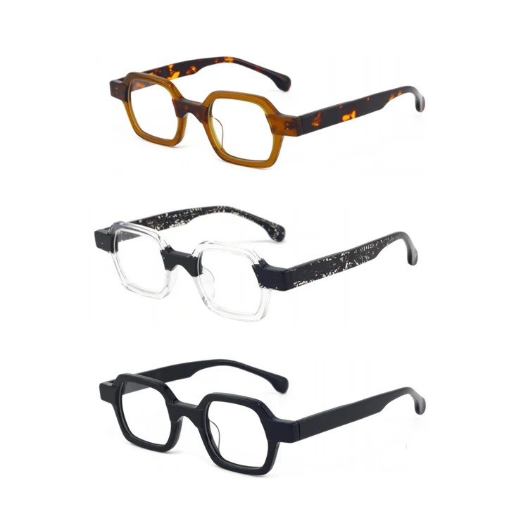 Квадратные небольшие ацетатные оптические очки с металлической оправой и петлями