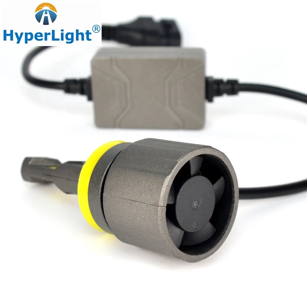HyperLight P19 car led headlight 7535 chips led bulb 130W transparent headlight glass lens H9 H11 led conversion kit