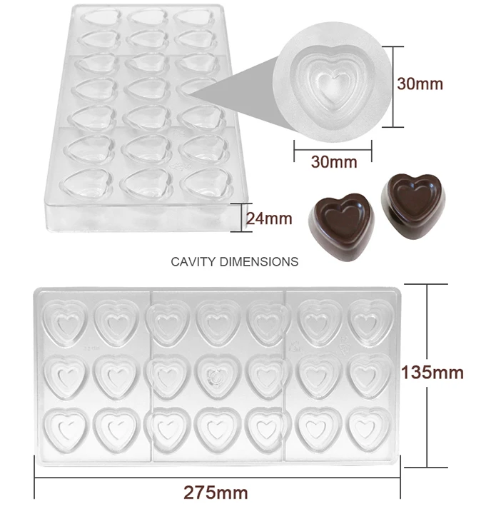 3D Filled Chocolate Bar Mold Baking Polycarbonate Chocolate Molds Confectionery Candy Form Mould Baking Pastry Bakery Tools