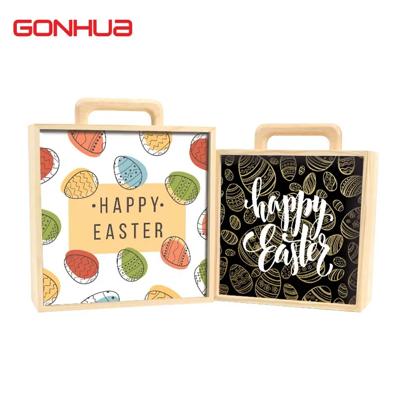 GONHUA S-Size 3-day shipping festival chocolate gift boxes packaging for easter small wood box wooden box for shipping