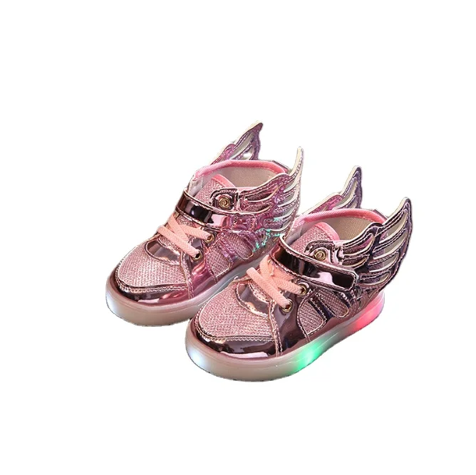 Children Baby Luminous Shoes Boys Girls Flying Wing Light Up Colorful Glowing Sneakers Kids Leisure Sports Christmas Halloween