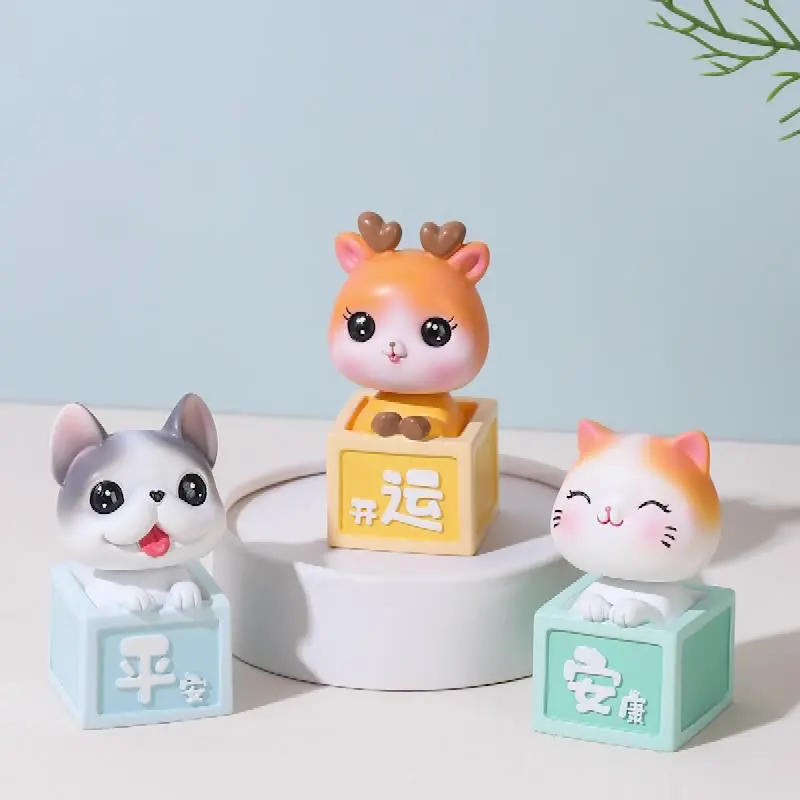 Desktop Crafts Decorations Cute Cats And Dogs Cartoon Shaking Head Animal Resin Ornaments