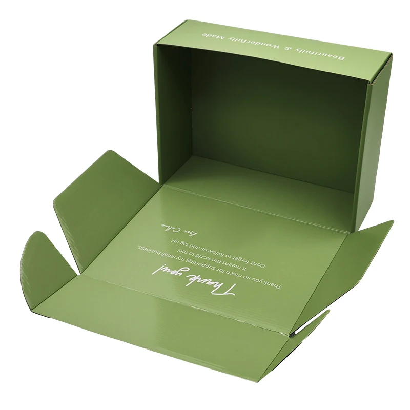 Custom Logo Corrugated Cosmetic Bottle Insert Package Emballage Army Green Tear Strip Shipping Boxes Mailing Boxes For Packiging