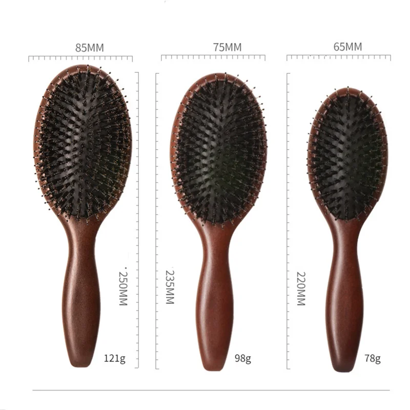 Eco friendly Custom Logo Wooden Hair Brush Hairbrush Boar Bristle Synthetic Massage Comb Hair Detangling