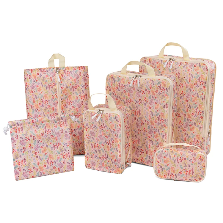 custom print 6set compression packing cubes for travel lightweight expandable travel organizer cubes