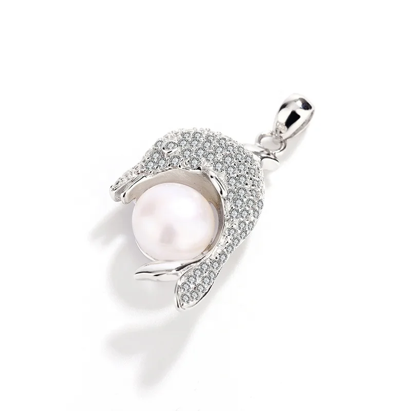 KAMMY 9.5-10mm Classical Versatile Dolphin Light Luxury Jewellery Girl Cute Large Real Pearl Pendant