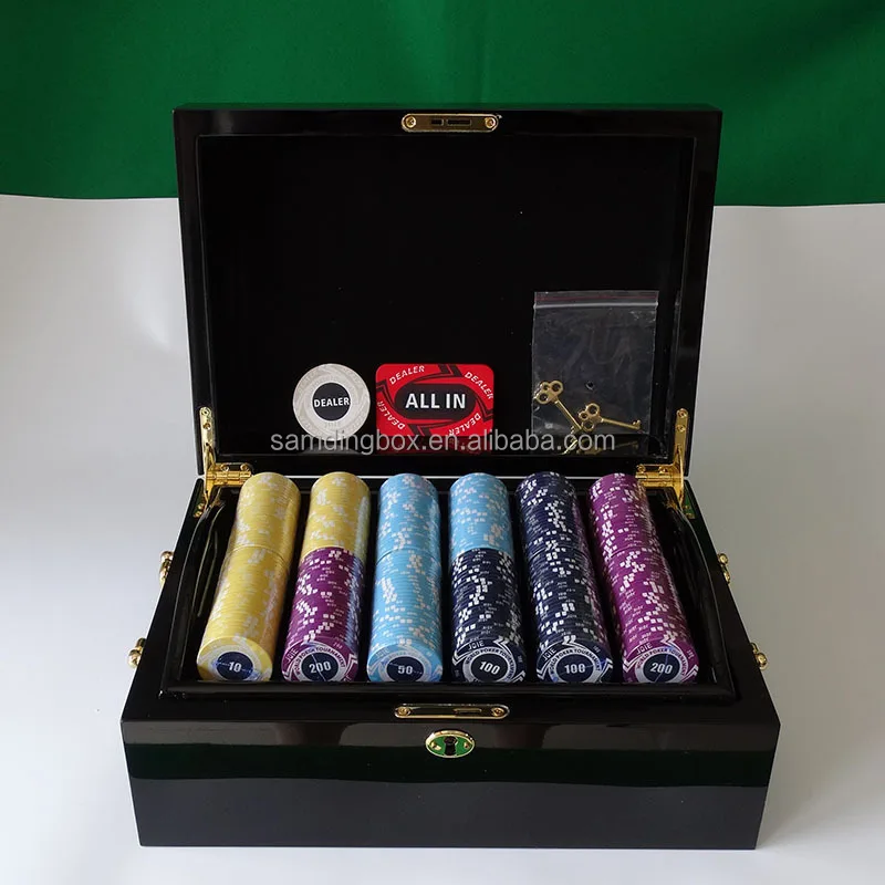 Samding High Quality 300Pcs Premium Wooden Case Box With 5 Chips Tray For 39/40Mm Poker Chips Without Poker Chips