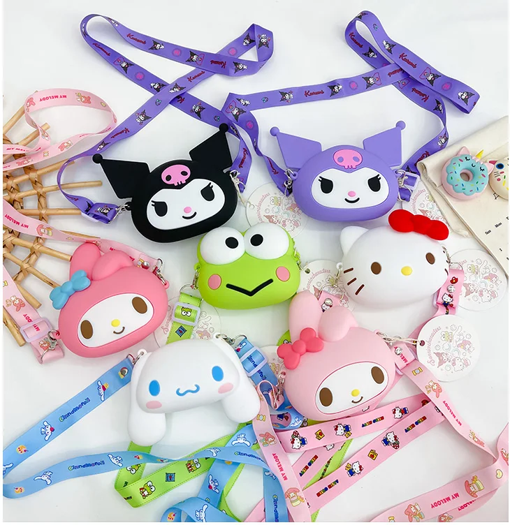 Портативная силиконовая наплечная сумка-мессенджер Sanrio миниатюрный брелок через плечо сумочка для мелочи девочек подарки детей и
