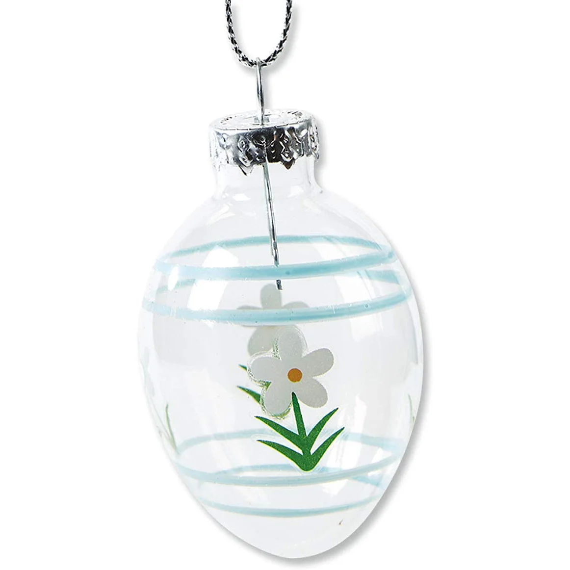 Hot sale hand printing artificial blown clear glass ornament spring decor Easter mini hanging eggs Eco-friendly