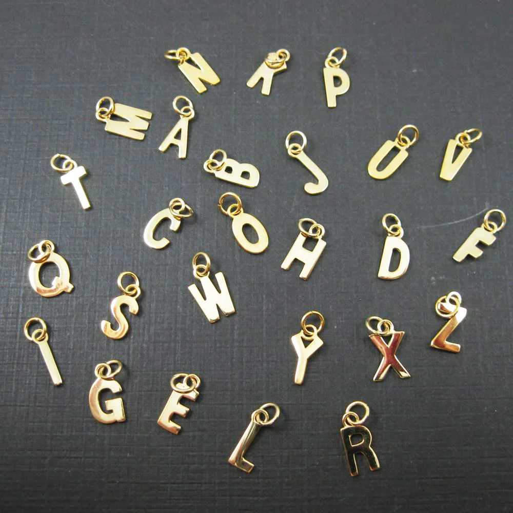 joyeria acero inoxidable  18k gold plated initial letter charm alphabet initial necklace DIY jewelry