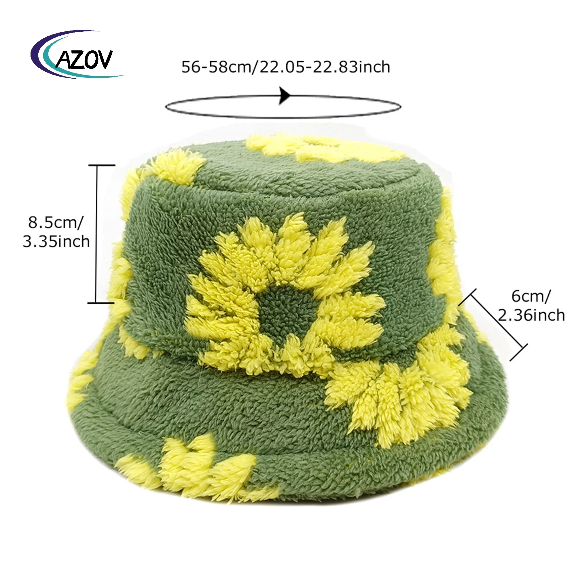 Winter New Sunflower Flower Bucket Hat 2024 Female Teddy Plush Bucket Hat Plush Outdoor Keep Warm Beanie Hat