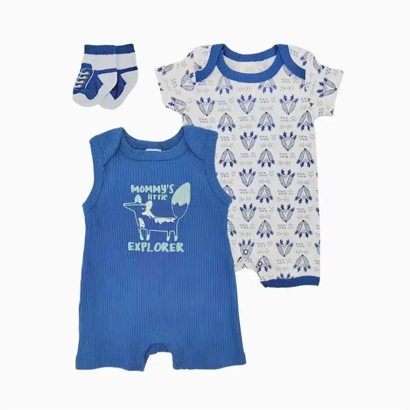 Newborn Baby Boy Girl Long Sleeve Rompers Wholesale Toddler Clothes Babi Romper Set Wear Suit