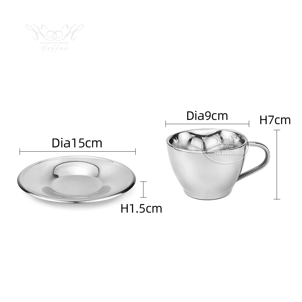 Valentine Double Wall Coffee Cup Set Stainless Steel Insulated Espresso Mug Tea Cup Set With Saucer Dish For Cappuccino Latte