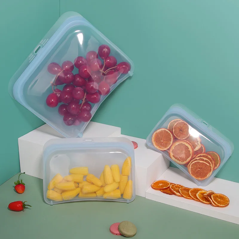 2022 Platinum Food Grade Self Seal Leakproof Reusable Silicone Food Storage Bags