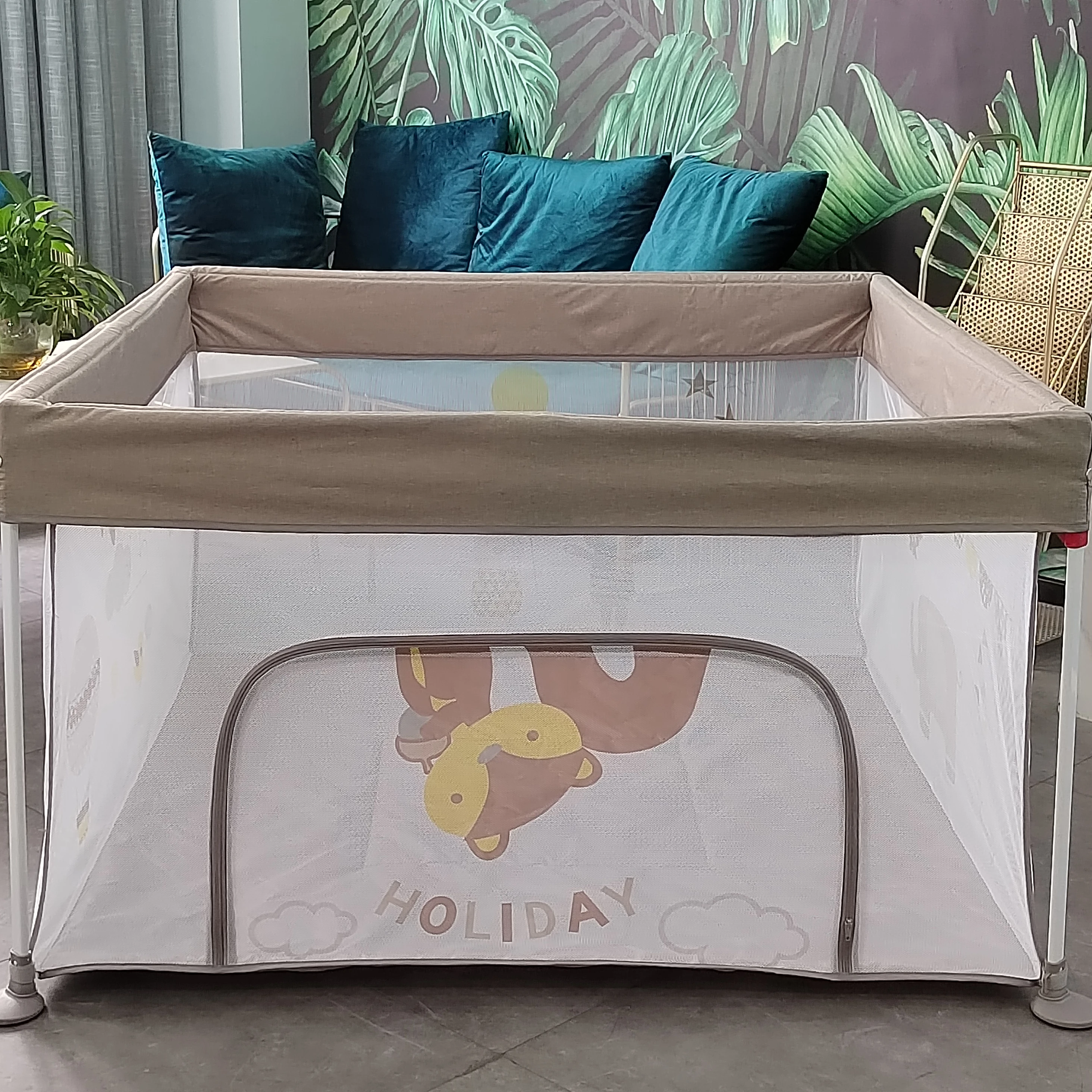 Foldable Oxford Fabric Outdoor Indoor Extra Large Activity, Baby Safety Fence Child Playpen With entrance  Gate printings