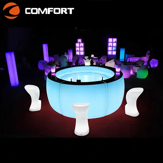Luxury bubble wall rechargeable LED acrylic bar counter event decoration plastic led furniture bar stool table and chairs