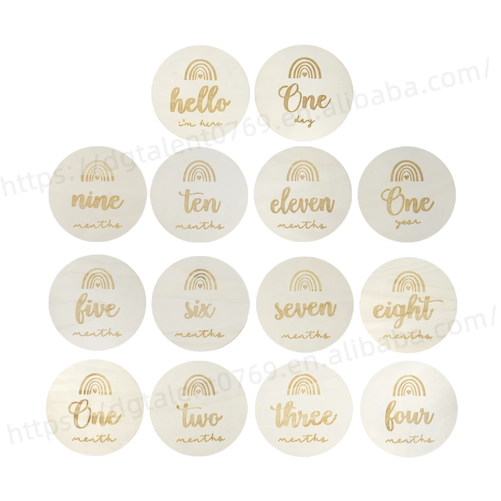 Tailai  Wooden Baby Milestone Cards Rainbow engrave milestone  Discs Wood Gift Photo Prop Discs Sets Birth sty 3.