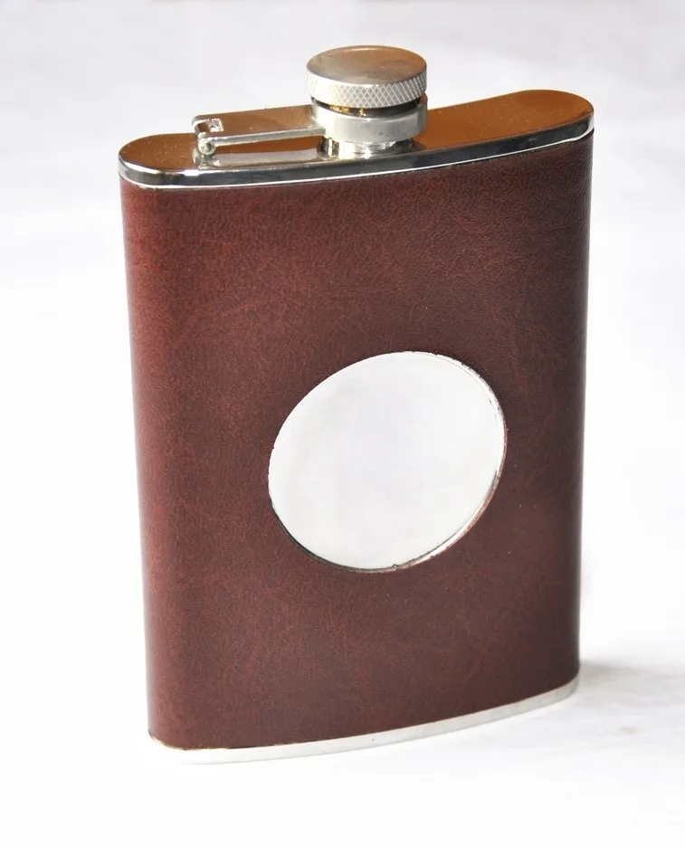 New Style Metal Stainless Steel Portable Pocket Flask Promotional Leather Cover design Hip Flask
