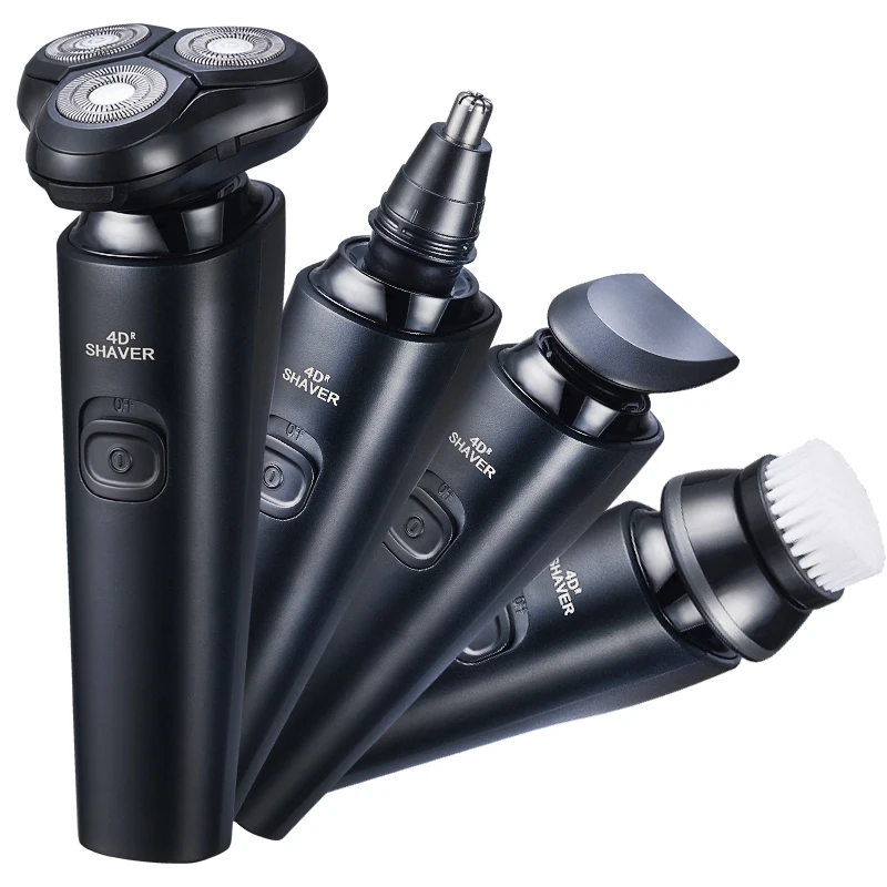 PSB 4 In 1 Waterproof USB Rechargeable Rotary Electronic Shaving Machine Beard Trimmer Razor Rotary Electric Shaver For Men