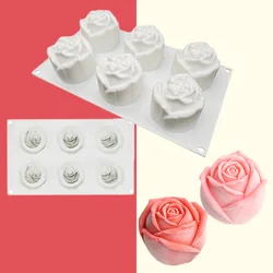 2 in 1 Valentine 6 Cavities rose Flower Silicone Cake Mold Non-stick Round Baking Mold for Soap, Chocolate, Cupcake, Pie