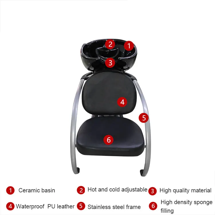 Backrest PU Leather Hair Washing Tool High Quality Salon Furniture Barber Chair Hair Washing Station Shampoo Chair