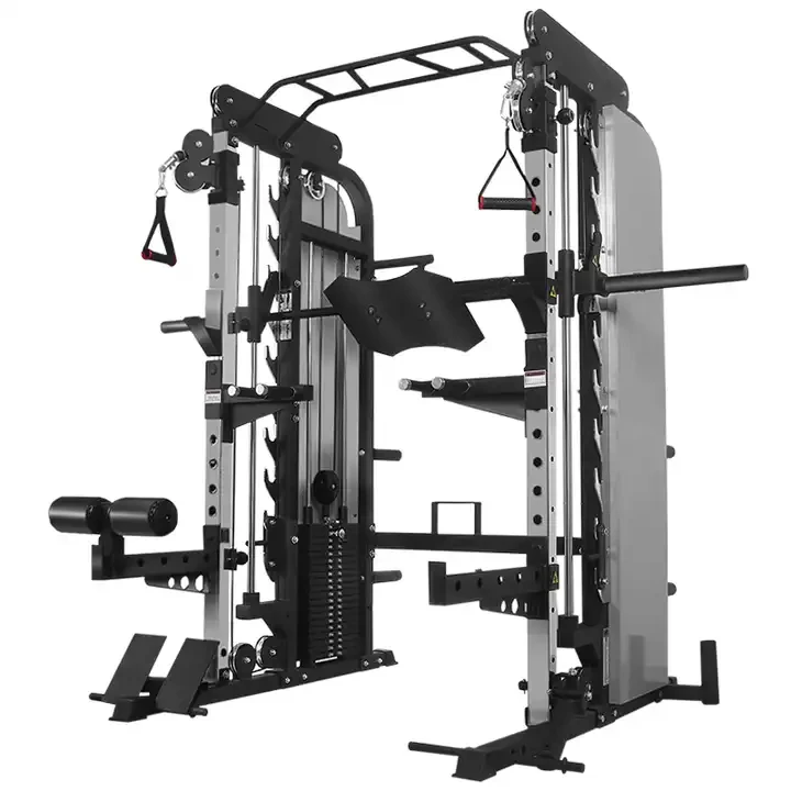 Commercial Smith Machine Gym Comprehensive Trainer Multi Functional Power Cage Squat Rack Cable Crossover Machine