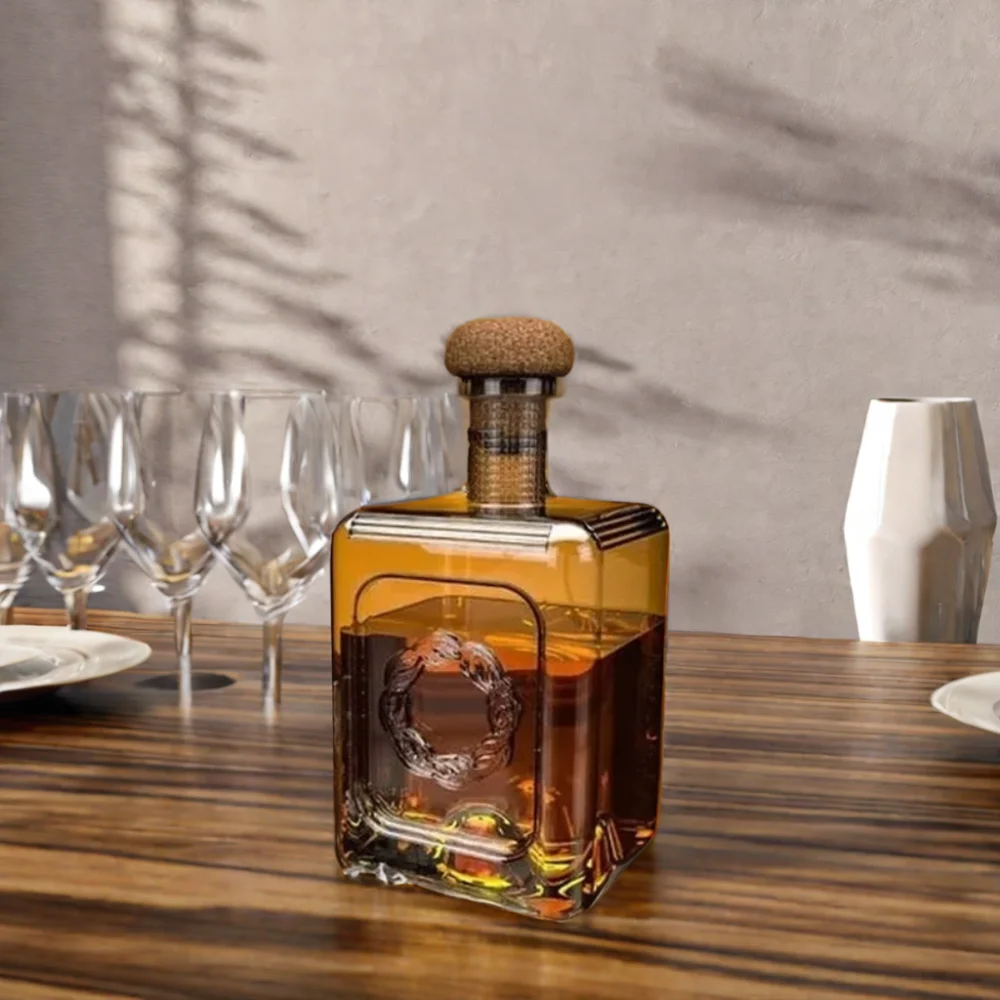 Customized handmade high borosilicate glass high-end whiskey, vodka, brandy glass bottles