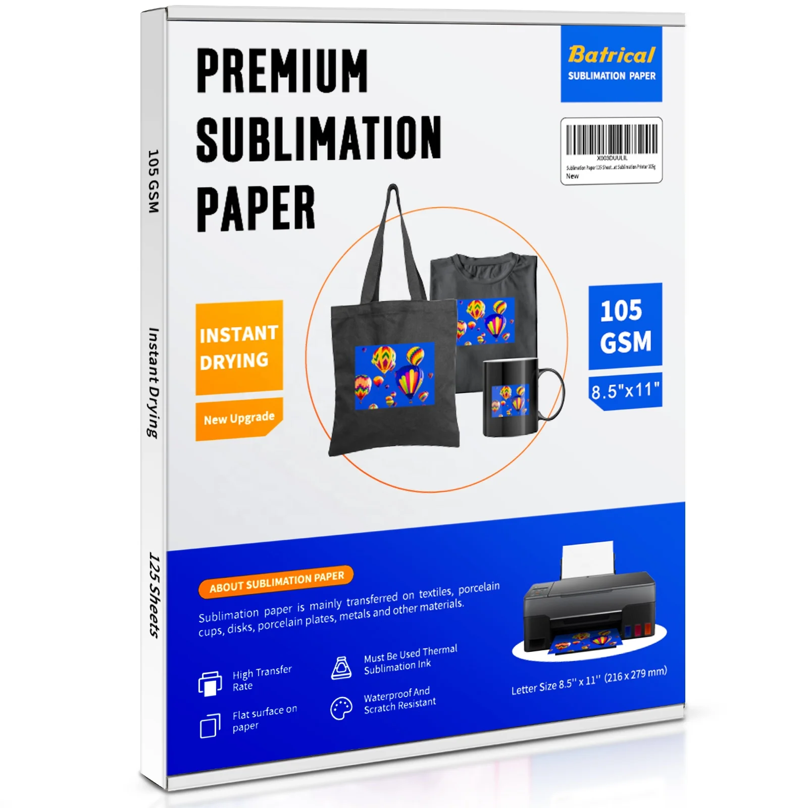 A4  or 8.5 inches x 11 inches Sublimation Paper for Tumblers Mugs & Cotton T-Shirt