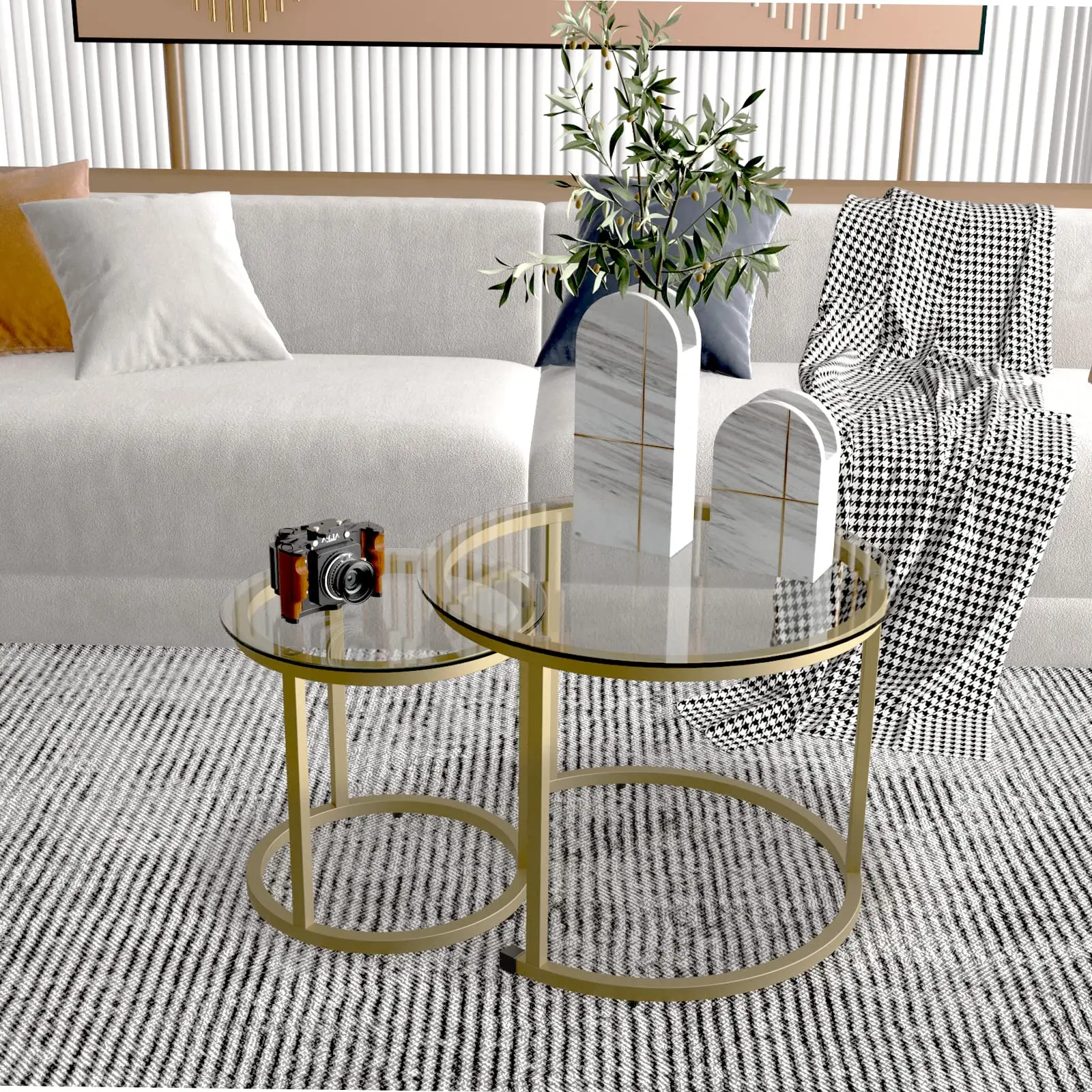 Customized Italian Design Glass Top Side Coffee Tea Table Sets Modern Simple Home Hotel Office Use Living Room Furniture