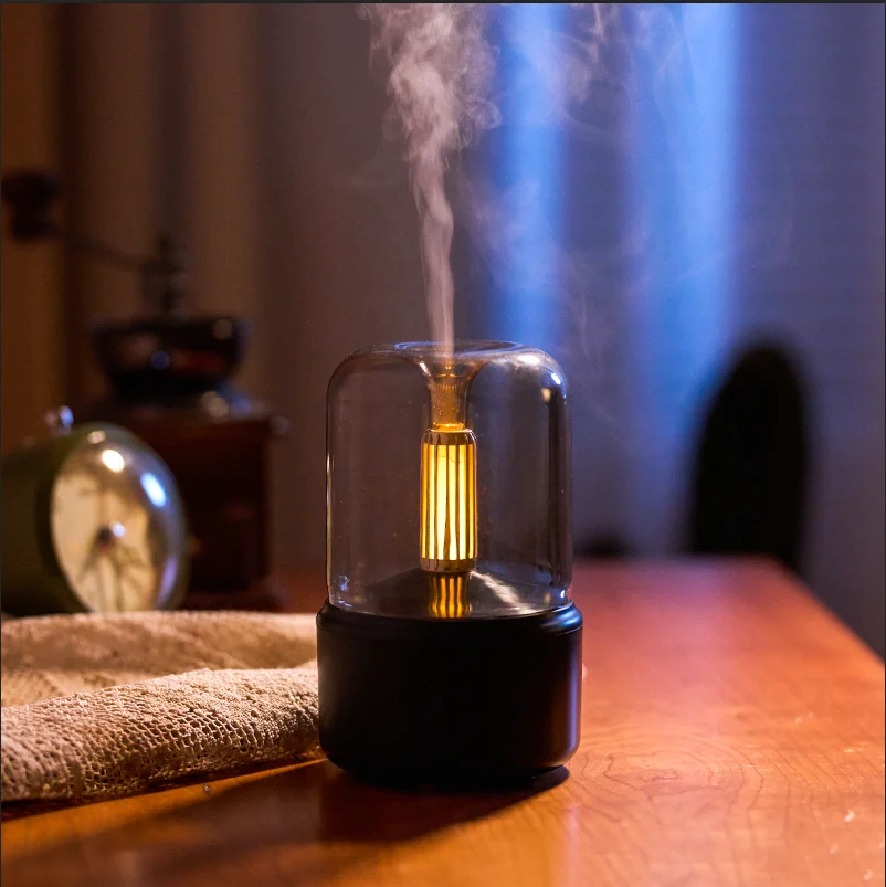 New Humidifier Essential Oil Scent Diffuser Candle Led Night Light Custom Sleep Diffused Ultrasonic Aroma Diffuser