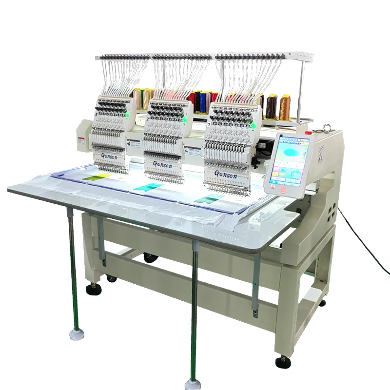 Gensen business 15/12 needles 3 heads multi heads industrial embroidery sewing machine price computerized