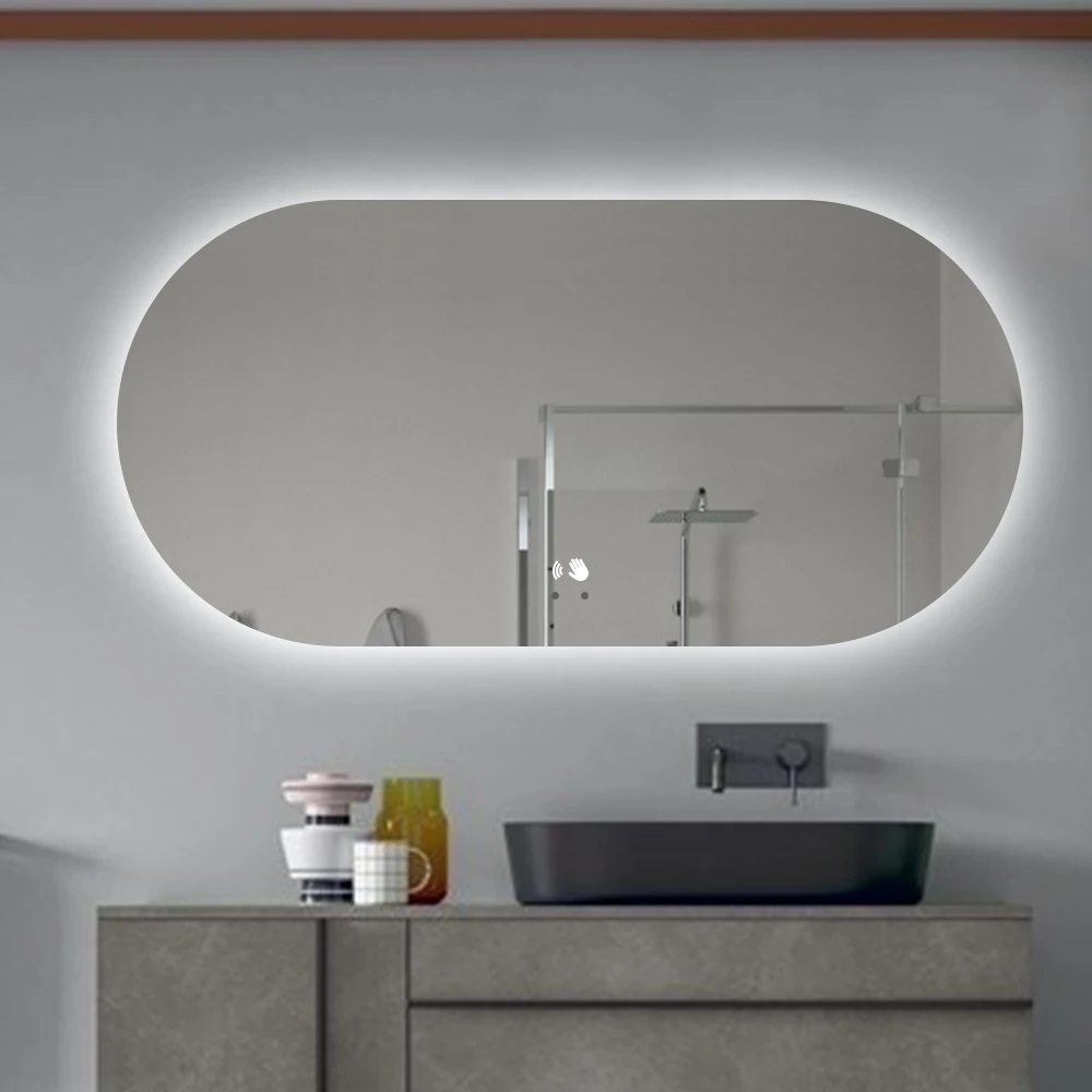 Oval Shape Defogger Smart Bathroom LED Mirror with Touch Sensor Switch