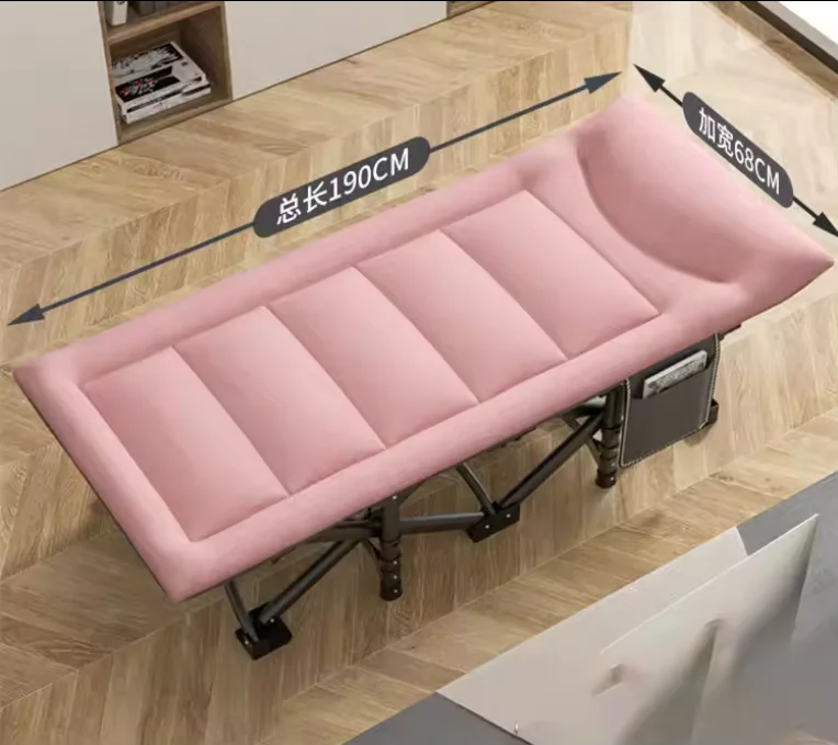 Single adult Inside Office home Folding  lightweight Portable metal   nap bed  Camping Bed Mattress