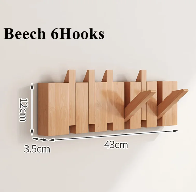W248 Solid wood piano coat hook rack wall mount, Walnut entryway wall coat hooks hanger, Modern hallway wall hook Key Hat holder