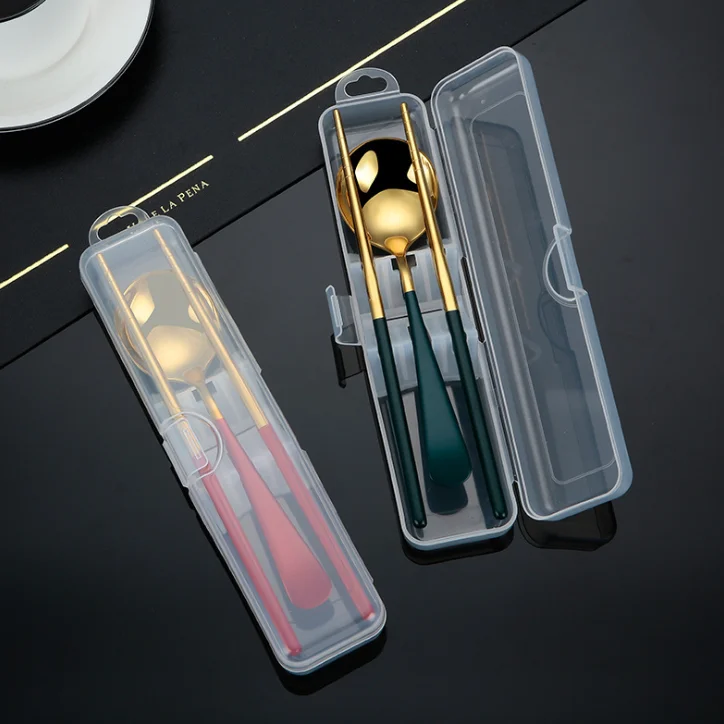 Outdoor 304 Stainless Steel Spoon Chopsticks Set Cutlery Portable