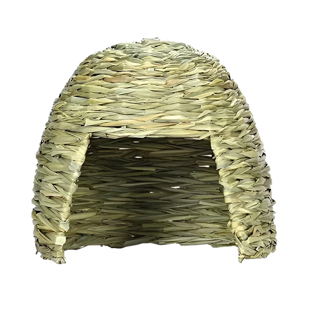 WILDMX Rabbit Grass House, Natural Hand Woven Seagrass Play Hay Bed, Hideaway Hut Toy for Rabbit Guinea Pig Chinchilla Ferret