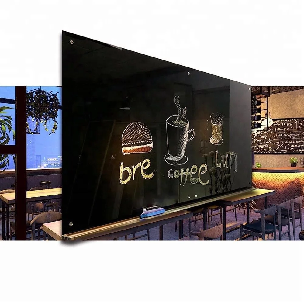 Best quality customized made factory supply glass blackboard transparent glass blackboard